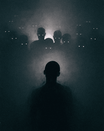 Silhouette with lights
